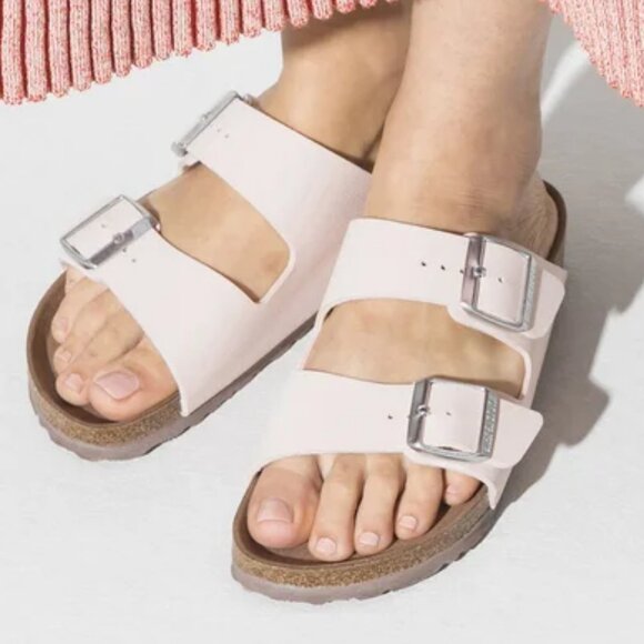 new Birkenstock Arizona Birko-Flor Double Strap Sandals  in Light Rose - Picture 1 of 8